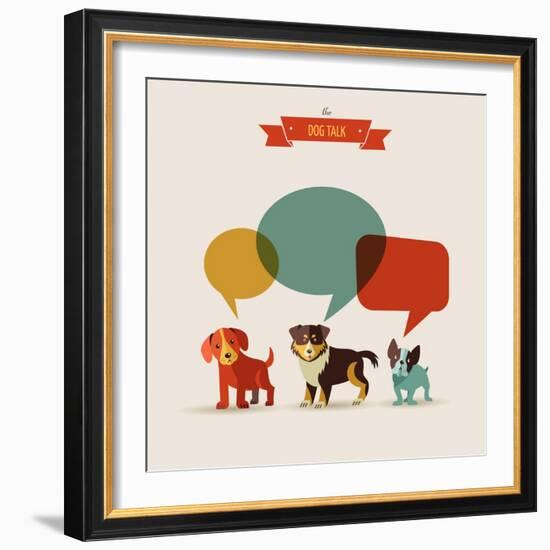 Dogs with Speech Bubbles - Vector Set of Icons and Illustrations-Marish-Framed Art Print