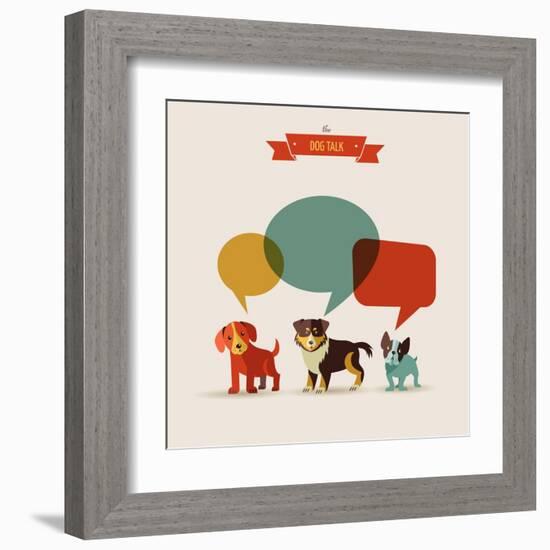 Dogs with Speech Bubbles - Vector Set of Icons and Illustrations-Marish-Framed Art Print