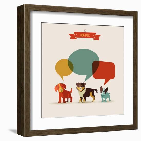 Dogs with Speech Bubbles - Vector Set of Icons and Illustrations-Marish-Framed Art Print