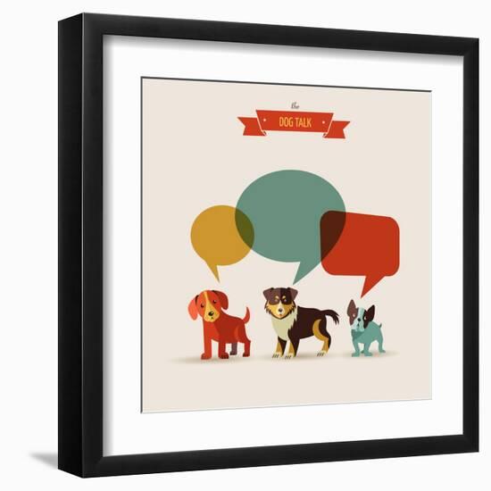 Dogs with Speech Bubbles - Vector Set of Icons and Illustrations-Marish-Framed Art Print