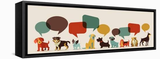 Dogs with Speech Bubbles - Vector Set of Icons and Illustrations-Marish-Framed Stretched Canvas