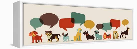 Dogs with Speech Bubbles - Vector Set of Icons and Illustrations-Marish-Framed Stretched Canvas