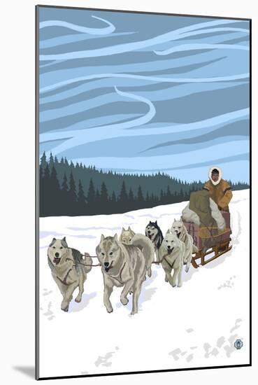 Dogsledding Scene-Lantern Press-Mounted Art Print