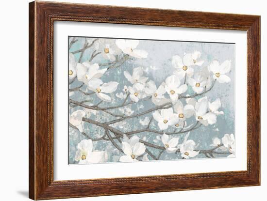 Dogwood Blossoms II Blue Gray Crop-James Wiens-Framed Art Print