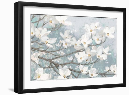 Dogwood Blossoms II Blue Gray Crop-James Wiens-Framed Art Print