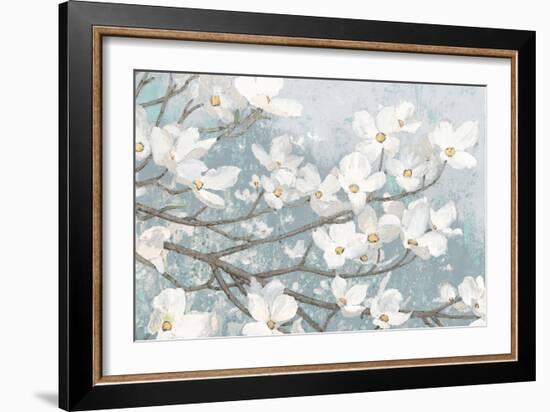 Dogwood Blossoms II Blue Gray Crop-James Wiens-Framed Art Print