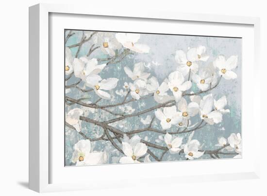 Dogwood Blossoms II Blue Gray Crop-James Wiens-Framed Art Print