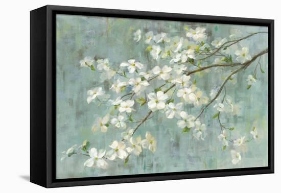 Dogwood in Spring on Blue-Danhui Nai-Framed Stretched Canvas