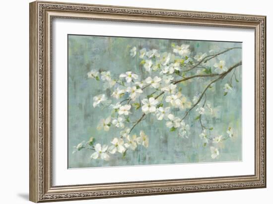 Dogwood in Spring on Blue-Danhui Nai-Framed Art Print