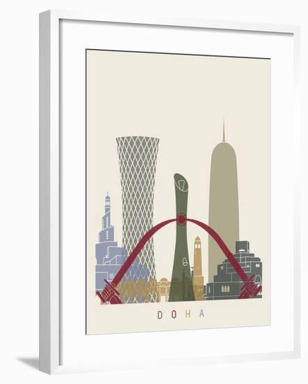 Doha Skyline Poster-paulrommer-Framed Art Print