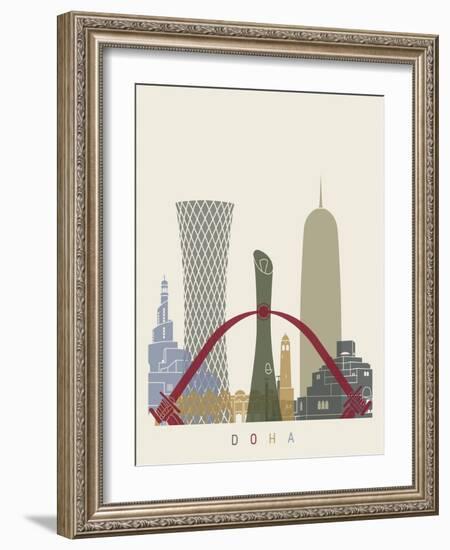 Doha Skyline Poster-paulrommer-Framed Art Print