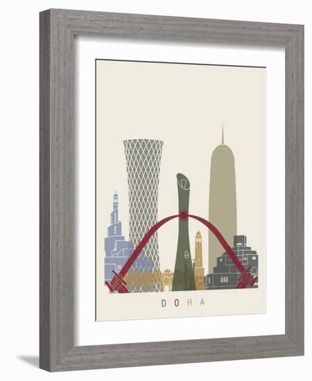 Doha Skyline Poster-paulrommer-Framed Art Print