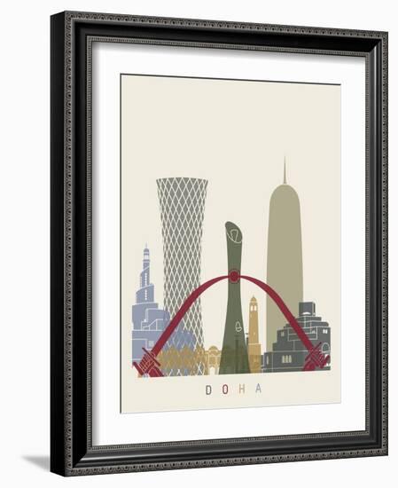 Doha Skyline Poster-paulrommer-Framed Art Print