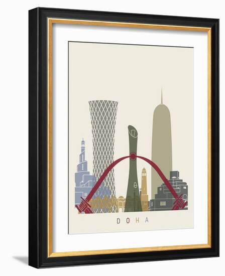 Doha Skyline Poster-paulrommer-Framed Art Print