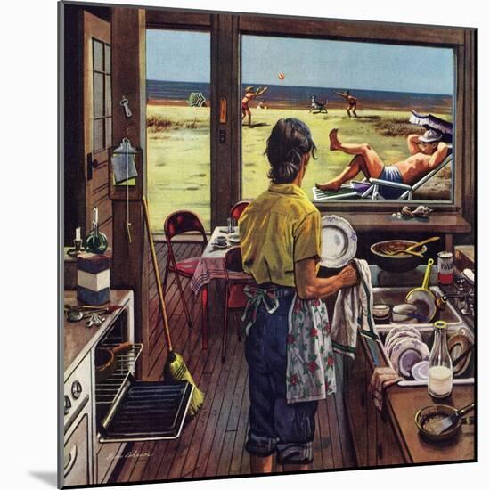 "Doing Dishes at the Beach", July 19, 1952-Stevan Dohanos-Mounted Giclee Print
