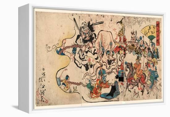 Doke Hyakumanben-Kawanabe Kyosai-Framed Premier Image Canvas