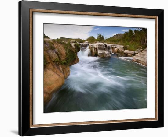 Dolan Falls Preserve, Texas:  Horizontal Landscape of the Dolan Falls During Sunset.-Ian Shive-Framed Photographic Print