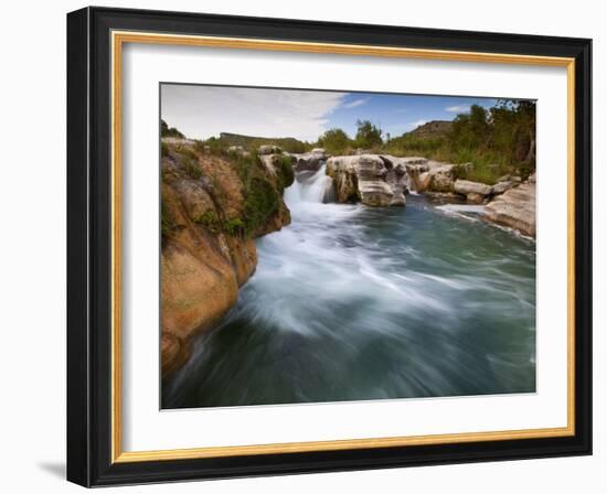 Dolan Falls Preserve, Texas:  Horizontal Landscape of the Dolan Falls During Sunset.-Ian Shive-Framed Photographic Print