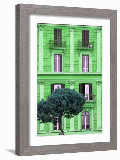 Dolce Vita Rome Collection - Green Building Facade II-Philippe Hugonnard-Framed Photographic Print