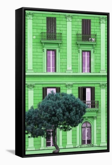 Dolce Vita Rome Collection - Green Building Facade II-Philippe Hugonnard-Framed Stretched Canvas