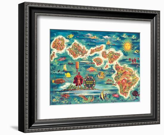 Dole Map of the Hawaiian Islands c.1950-Joseph Fehér-Framed Art Print