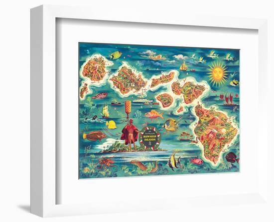 Dole Map of the Hawaiian Islands c.1950-Joseph Fehér-Framed Art Print