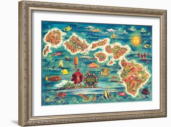 Dole Map of the Hawaiian Islands c.1950-Joseph Fehér-Framed Giclee Print