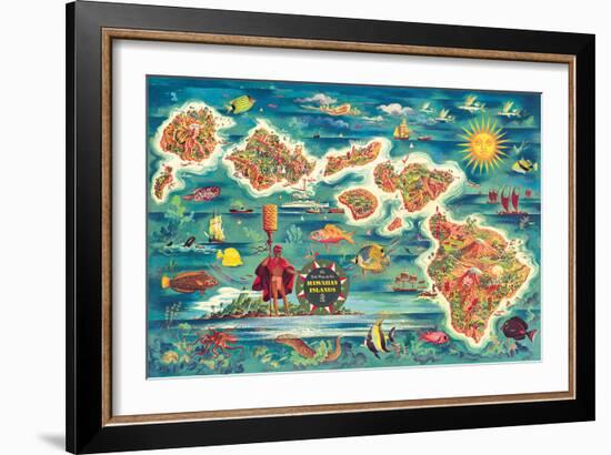 Dole Map of the Hawaiian Islands c.1950-Joseph Fehér-Framed Giclee Print