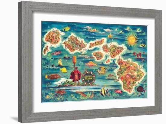 Dole Map of the Hawaiian Islands c.1950-Joseph Fehér-Framed Giclee Print