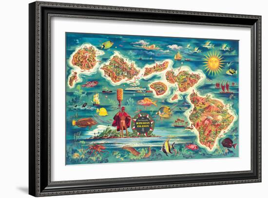 Dole Map of the Hawaiian Islands c.1950-Joseph Fehér-Framed Giclee Print