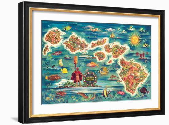 Dole Map of the Hawaiian Islands c.1950-Joseph Fehér-Framed Giclee Print