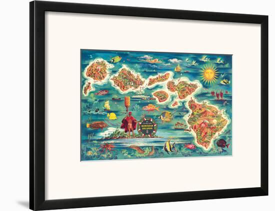 Dole Map of the Hawaiian Islands c.1950-Joseph Fehér-Framed Art Print