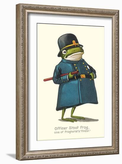Doleful Frog as Policeman-null-Framed Art Print