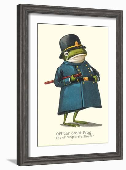 Doleful Frog as Policeman--Framed Art Print
