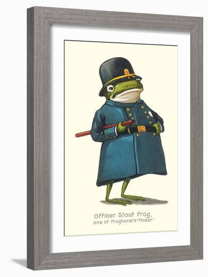 Doleful Frog as Policeman-null-Framed Art Print