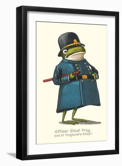 Doleful Frog as Policeman--Framed Art Print