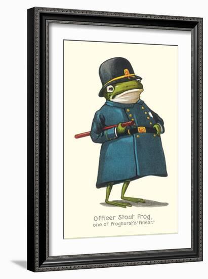 Doleful Frog as Policeman-null-Framed Art Print