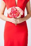 Close Up of Bride with Bouquet of Flowers and Wedding Ring-dolgachov-Photographic Print