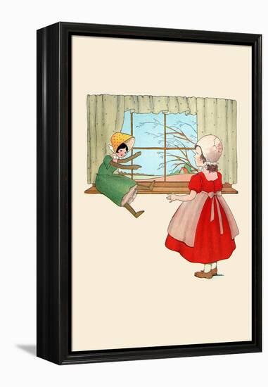Doll By The Window-Eugene Field-Framed Stretched Canvas