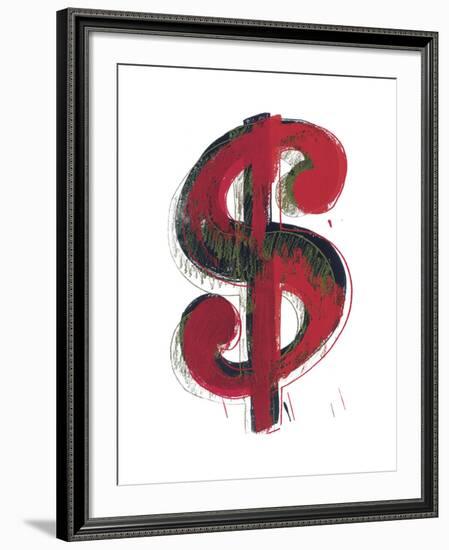 Dollar Sign, 1981 (red)-Andy Warhol-Framed Art Print