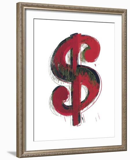 Dollar Sign, 1981 (red)-Andy Warhol-Framed Art Print