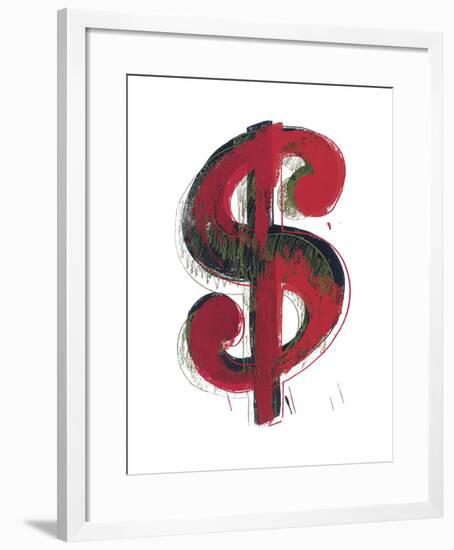 Dollar Sign, 1981 (red)-Andy Warhol-Framed Art Print