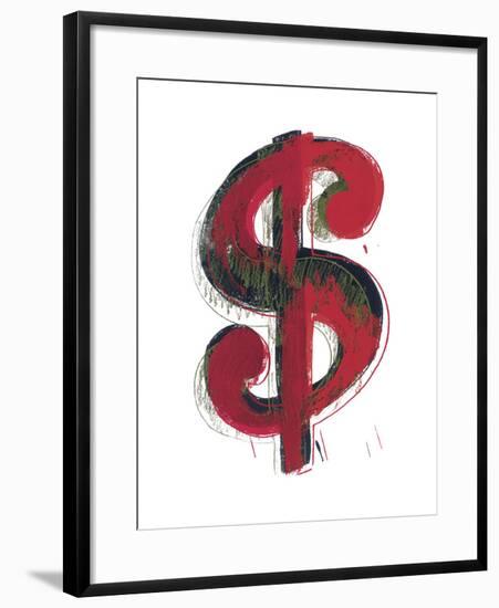 Dollar Sign, 1981 (red)-Andy Warhol-Framed Art Print