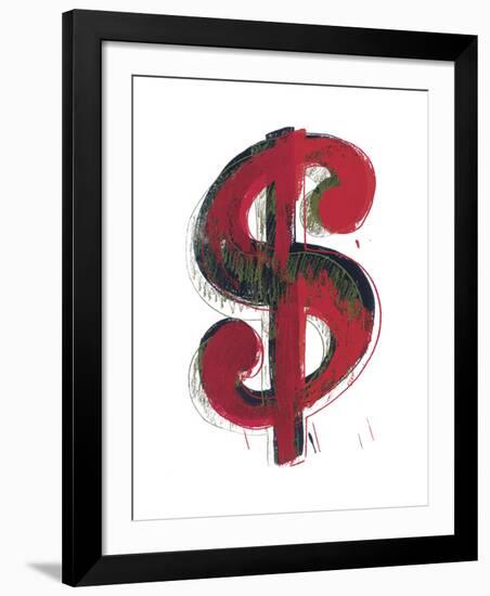 Dollar Sign, 1981 (red)-Andy Warhol-Framed Art Print