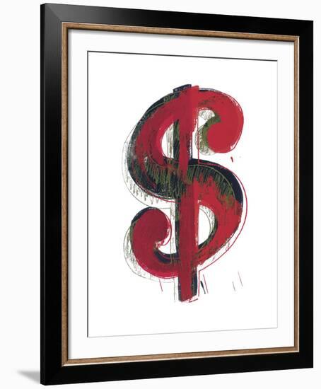 Dollar Sign, 1981 (red)-Andy Warhol-Framed Art Print