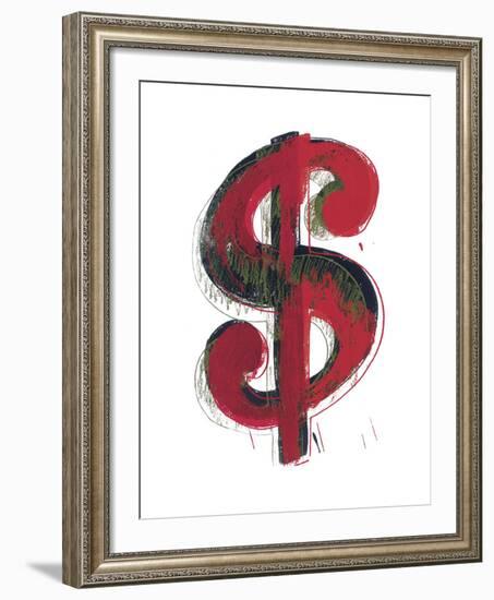 Dollar Sign, 1981 (red)-Andy Warhol-Framed Art Print