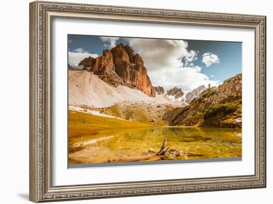 Dolomites Lake Mitteralplsee and Mountains, South Tyrol, Italy-Tetyana Kochneva-Framed Photographic Print