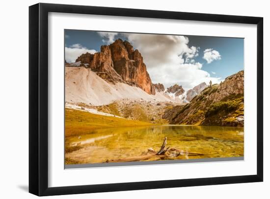 Dolomites Lake Mitteralplsee and Mountains, South Tyrol, Italy-Tetyana Kochneva-Framed Photographic Print