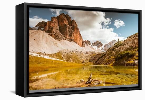 Dolomites Lake Mitteralplsee and Mountains, South Tyrol, Italy-Tetyana Kochneva-Framed Premier Image Canvas