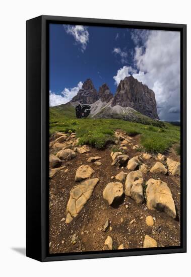 Dolomites, Sassolungo, Rock Formations-Niki Haselwanter-Framed Premier Image Canvas